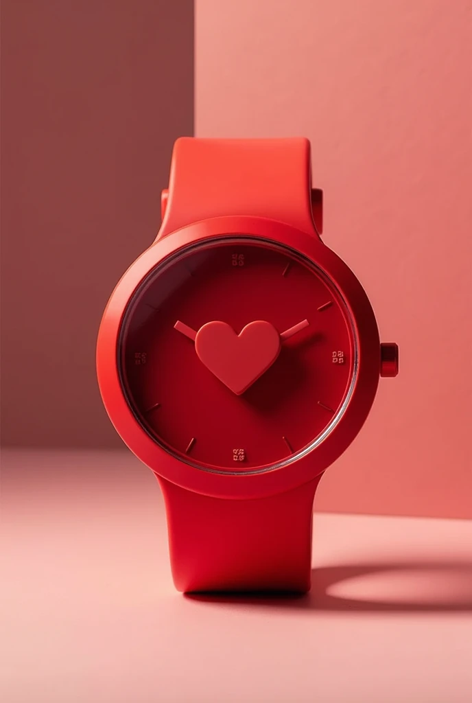 Red watch having mini heart ♥ and time inside it