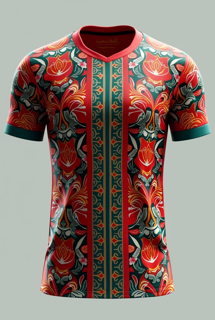 Make a football jersey using alpona, don't use any texts or logo, only jersey, no human, from front
