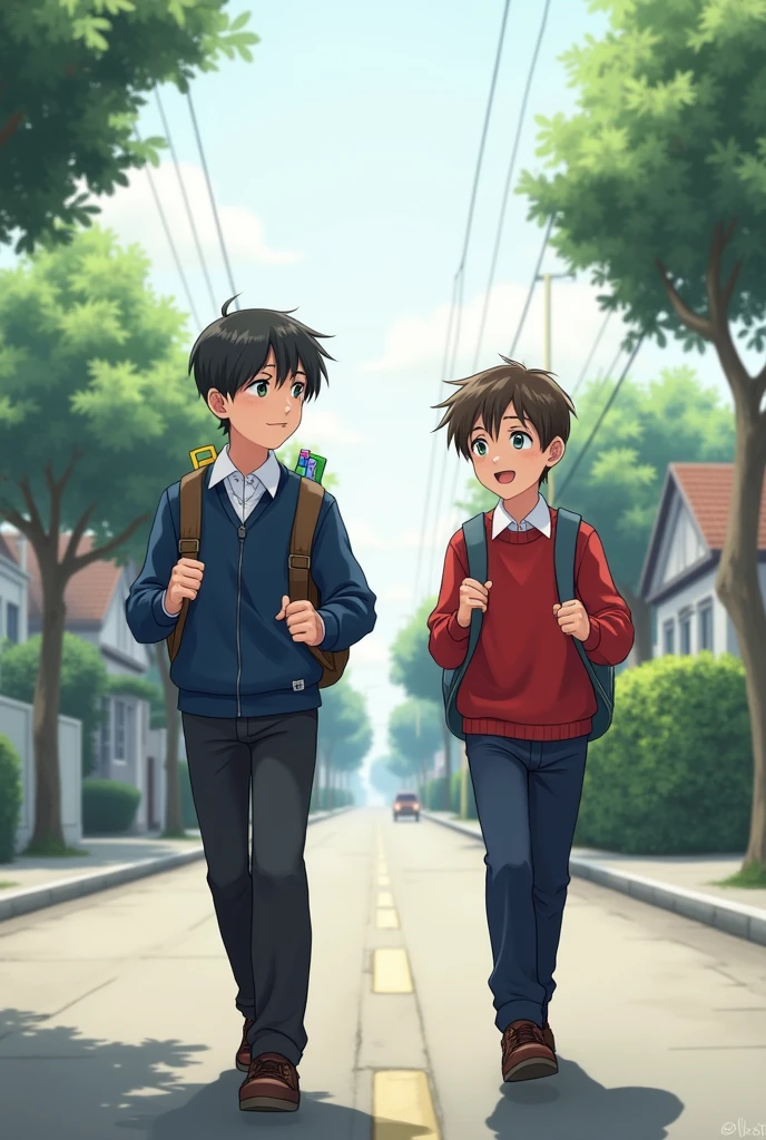 Two school boy they went back home