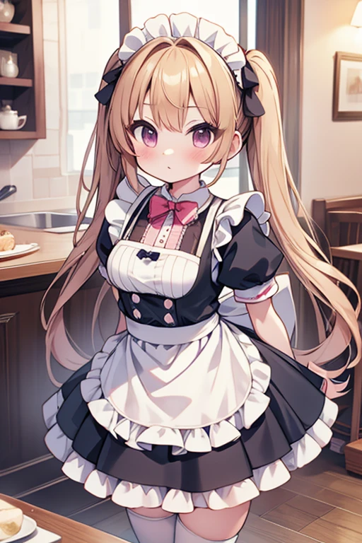Highest quality,masterpiece,dogcafe,Girl clerk,Maid clothes,,Anime Style,cute,Twin tail hair,
