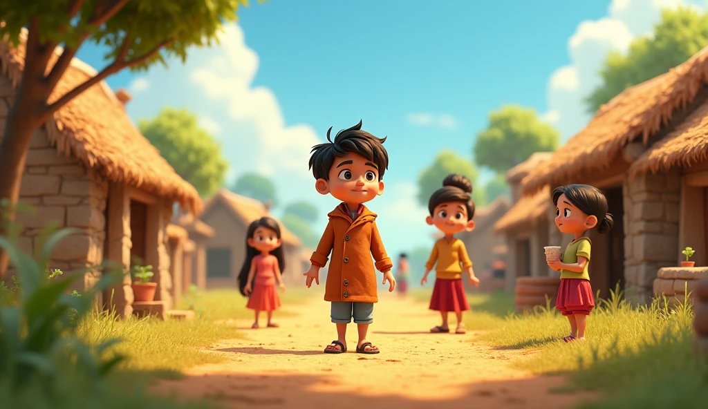 3D Animation Cartoon "Various parts of the village, Rohaan with his friends and some village peoples"