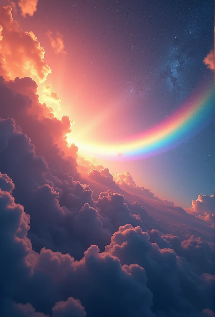 (masterpiece:1.2,Superior Quality,mirror-like,Cinematic Experience),8k,wallpaper,(Taken from space:2.0),stratosphere,(rainbow:2.0),beautiful photo,(dynamic:2.0)、16K, Ultra-high resolution, Ultra-high resolution, to be born,wonderful ,future、rainbow色の、The world 30 years from now