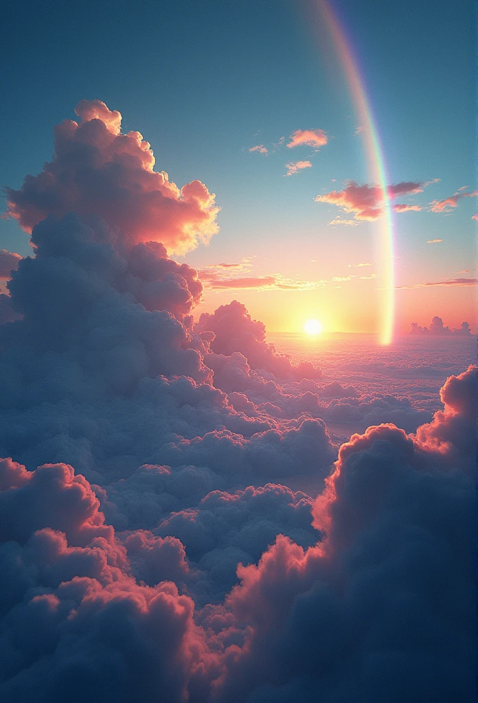 (masterpiece:1.2,Superior Quality,mirror-like,Cinematic Experience),8k,wallpaper,(Taken from space:2.0),stratosphere,(rainbow:2.0),beautiful photo,(dynamic:2.0)、16K, Ultra-high resolution, Ultra-high resolution, to be born,wonderful ,future、rainbow色の、The world 30 years from now