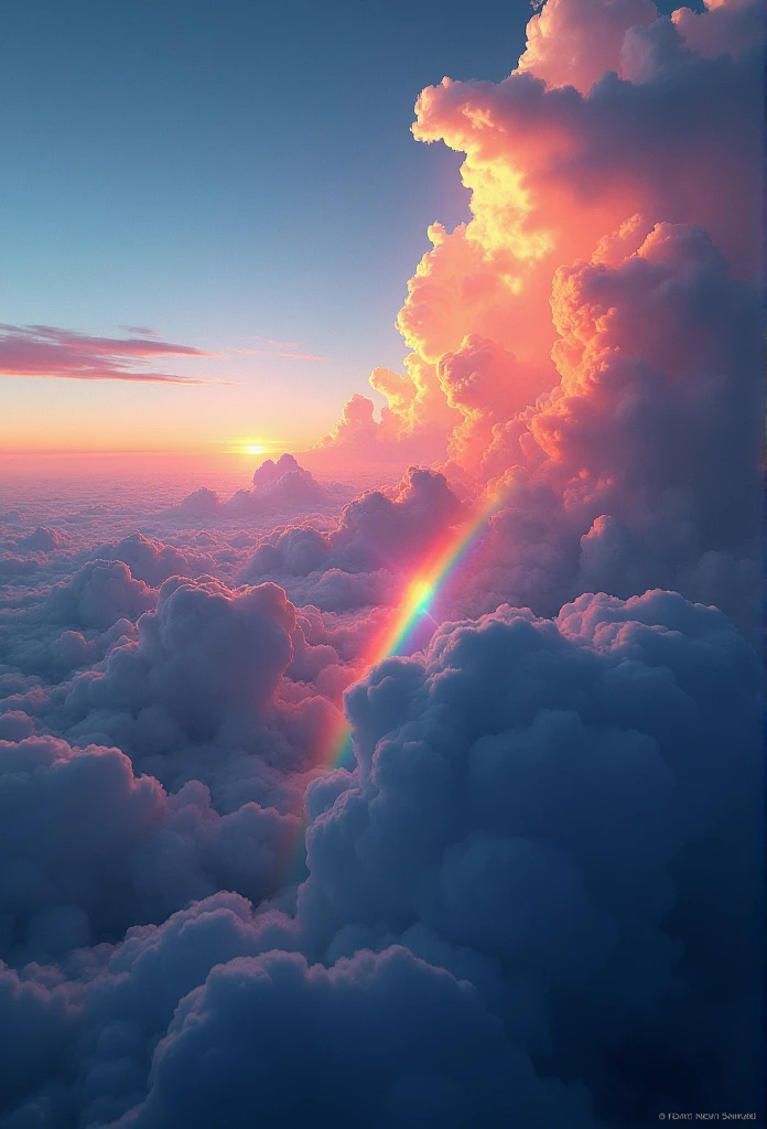 (masterpiece:1.2,Superior Quality,mirror-like,Cinematic Experience),8k,wallpaper,(Taken from space:2.0),stratosphere,(rainbow:2.0),beautiful photo,(dynamic:2.0)、16K, Ultra-high resolution, Ultra-high resolution, to be born,wonderful ,future、rainbow色の、The world 30 years from now