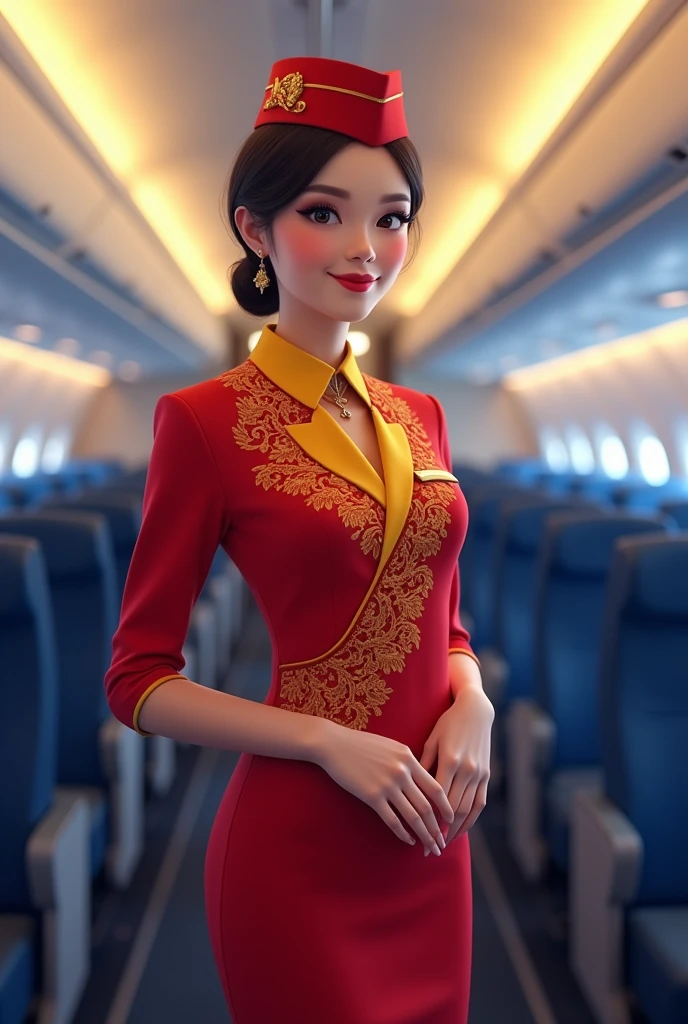 Stewardess with malaysia flag colour