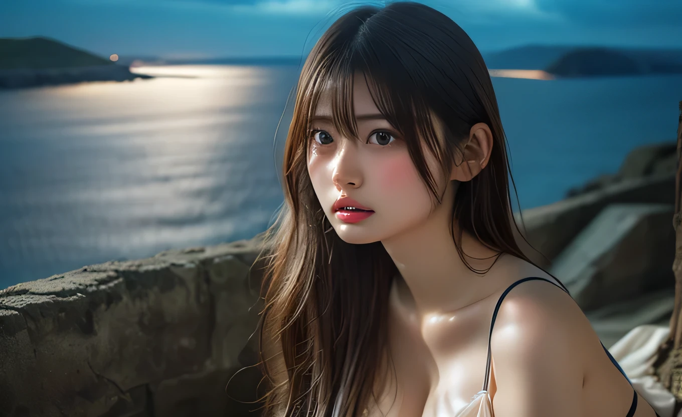 score_9, score_8_Excellent, score_7_Excellent, Masterpieces with up to 16K resolution,Highest quality,It's really amazing,Very detailed,Ultra-high resolution,Genuine,Genuineistic,Increased depth of field,Cinema Lighting,
(Sexy Japanese:1.5),
Long black hair,Very detailed and beautiful face,Translucent white skin,Highly detailed skin texture,Slender body,Anatomically correct body,
(Night coastal scenery:1.5),
dark clouds,dark sky,delay々Continuing sandy beach, Unpopular beaches,Dark sea surface,
Elegant high leg swimsuit,Artistic design,Beautiful and detailed pattern,Detailed fabric texture,Luxury Accessories,
((Elevation:1.5)),