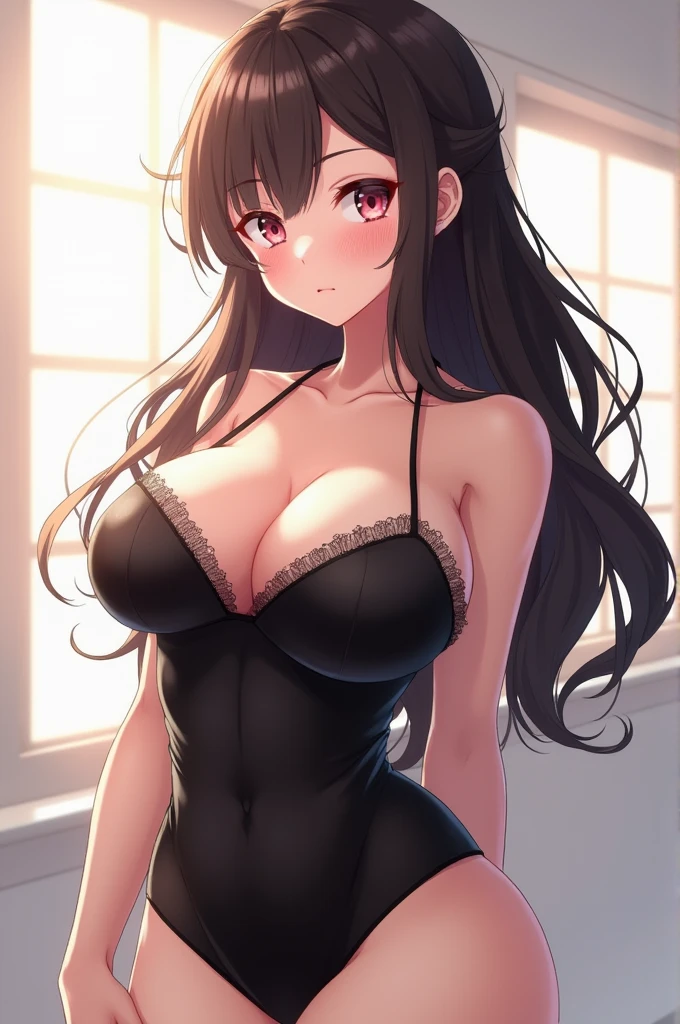 Anime girl big chest and beck side