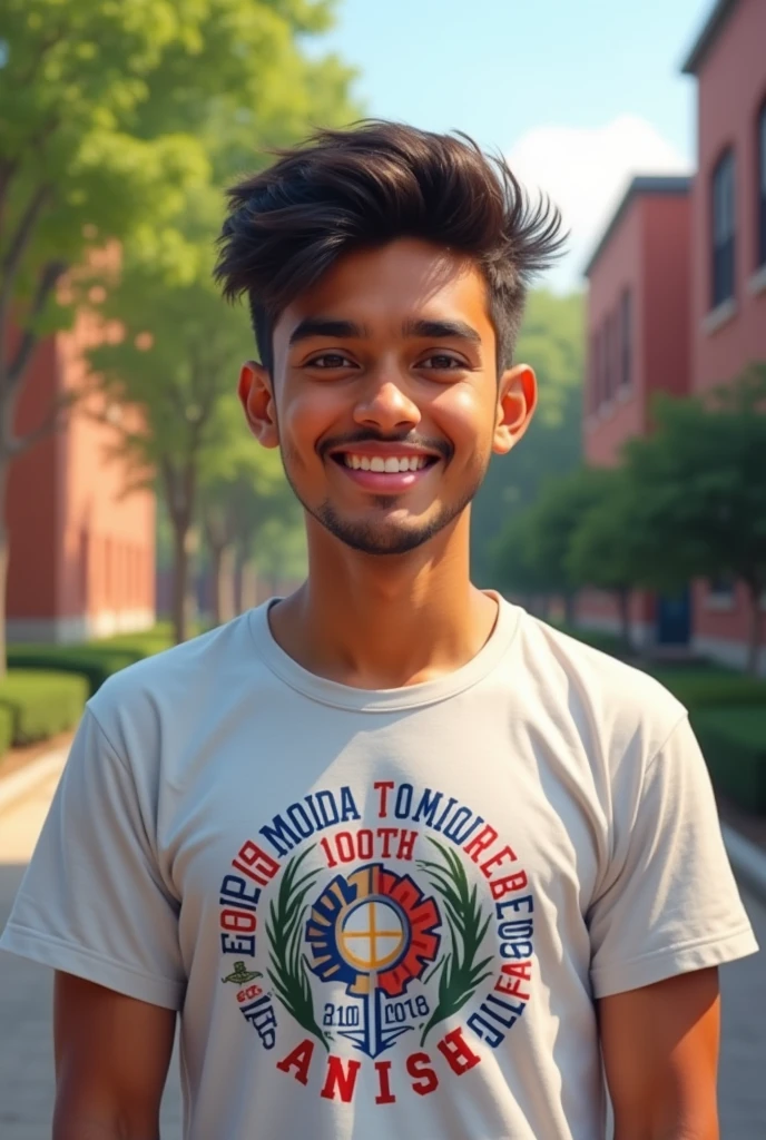A man named Harish on tshirt in college