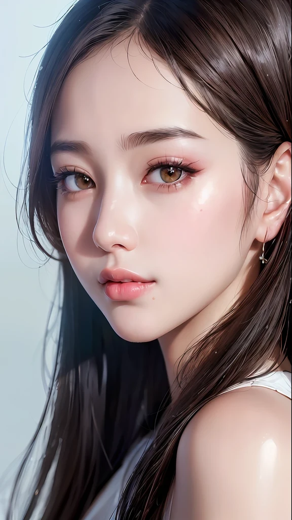 (8k, RAW photo, photorealistic:1.25) ,( lipgloss, eyelashes, gloss-face, glossy skin, best quality, ultra highres, depth of field, chromatic aberration, caustics, Broad lighting, natural shading,Kpop idol) looking at viewer with a serene and goddess-like happiness,