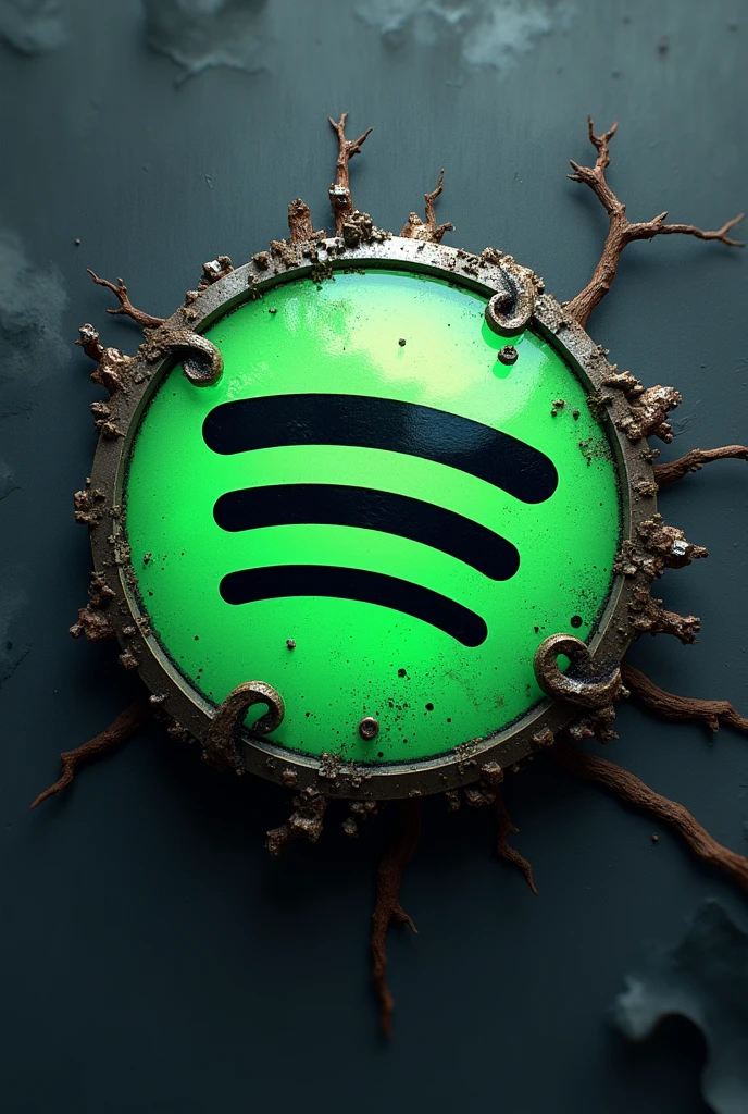 An image with the Spotify logo and crunchy roll inside