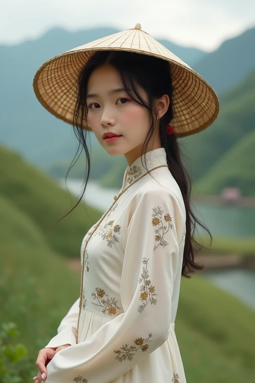 Traditional Vietnamese girl. Real person photo