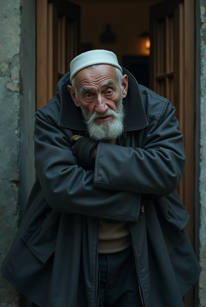 An old Muslim man took shelter in the mosque shivering in the winter, then a doorman there grabbed him by the neck and killed him and because of this the old Muslim man cried a lot