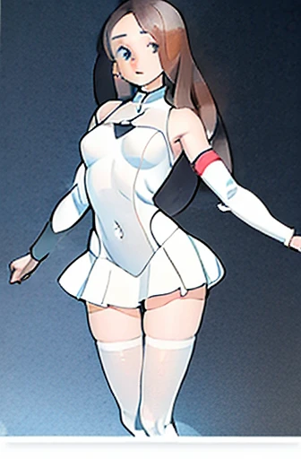 masterpiece, high quality, girl in school skirt and white stockings, beautiful figure, slender legs, thin waist, anatomy check, Correct anatomy