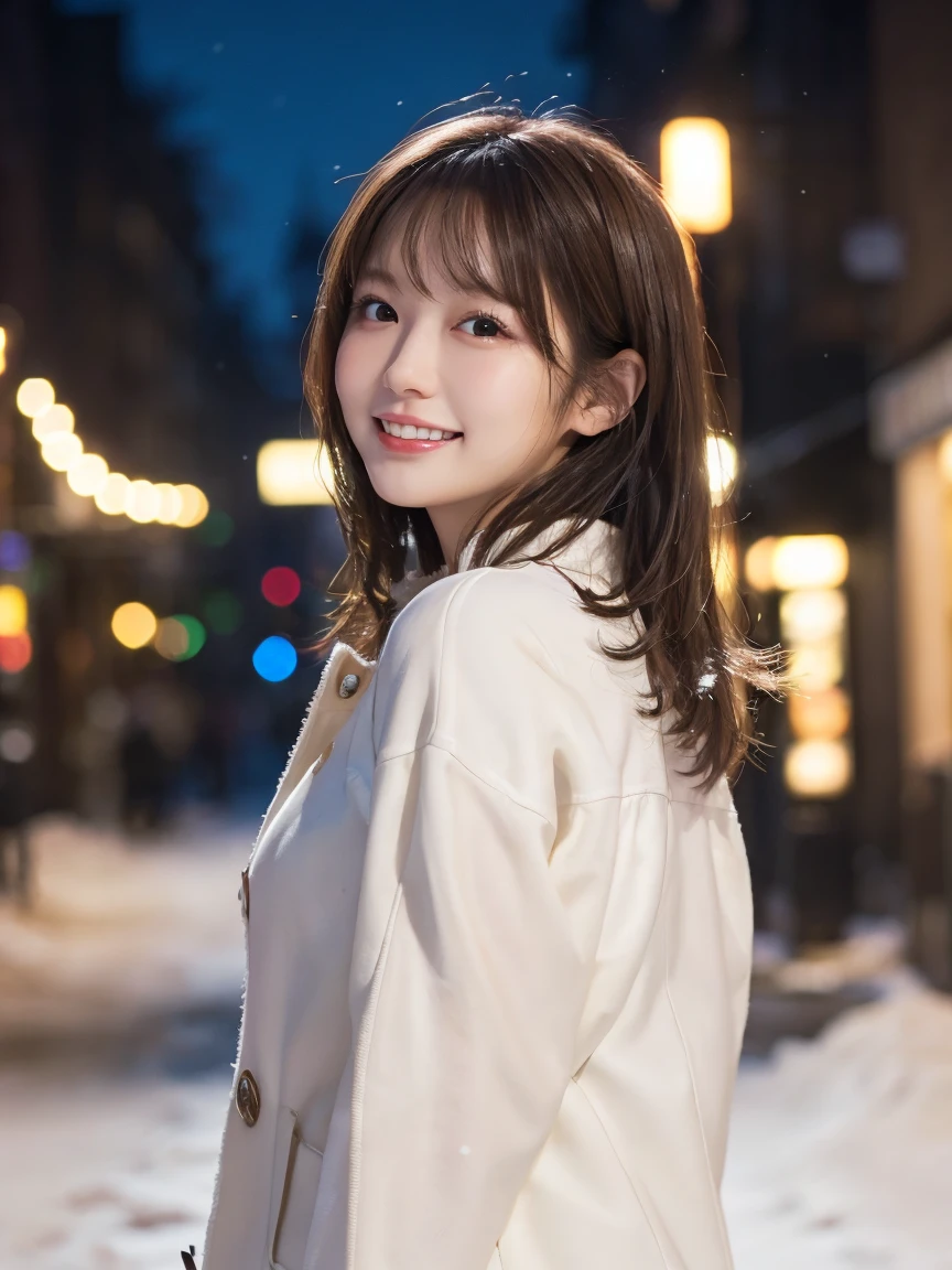 (nsfw:1.5),(8k、Raw photo、Highest quality、masterpiece:1.2)、Bob Hair、(Realisticな、Photorealistic:1.37)、Small breasts、Beautiful breasts、Ultra-detailed、超A high resolution、1 girl、1 girl, (Wear a platinum coat:1.2), (RAW Photos, Highest quality), (Realistic, Photorealistic:1.4), Tabletop, Very delicate and beautiful, Very detailed, 2k wallpaper, wonderful, finely, Very detailed CG Unity 8k 壁紙, Very detailedな, High resolution, Soft Light, Beautiful detailed girl, Very detailed目と顔, Beautiful and detailed nose, finelyて美しい目, Cinema Lighting, Illuminations that light up the city on a snowy night, Snow Scene, that'it's snowing, 髪にit's snowing, Perfect Anatomy, Slender body, Was nervous,
Straight semi-long hair, bangs, Looking at the audience, smile