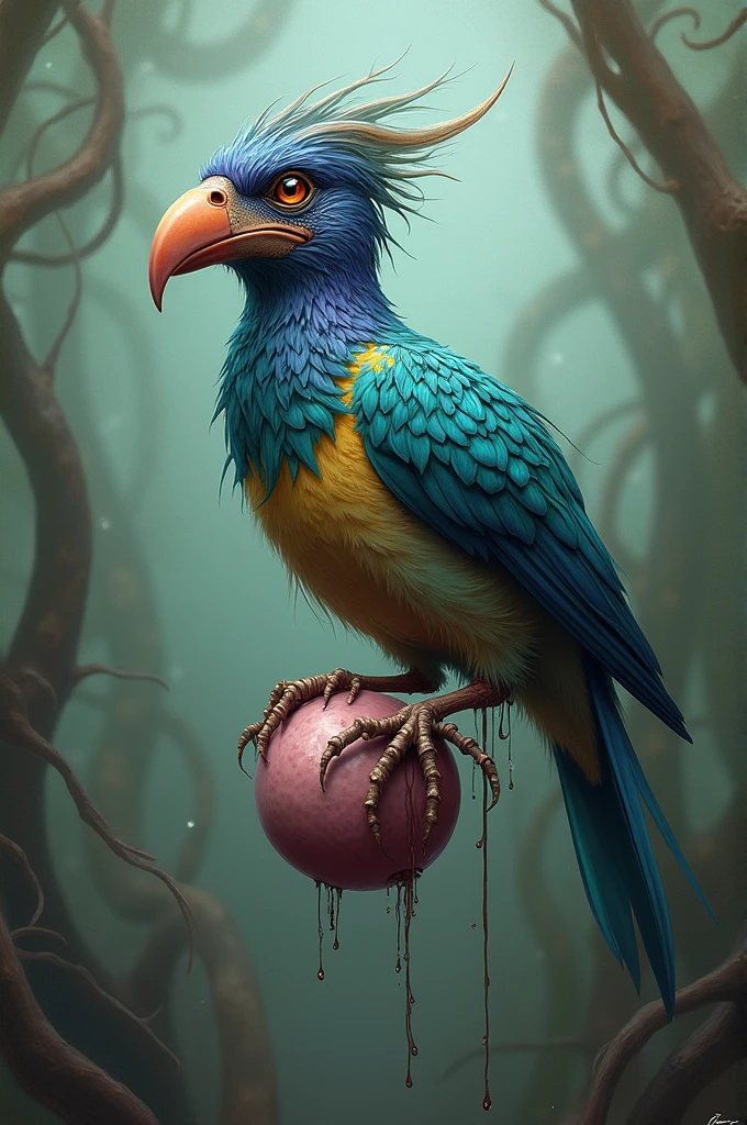 A bird with a ballsack