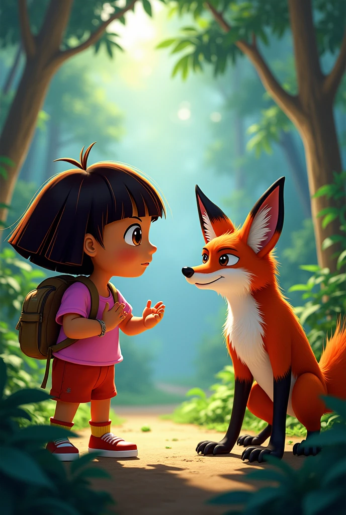 Dora the explorer yells at fox, fox don't take it