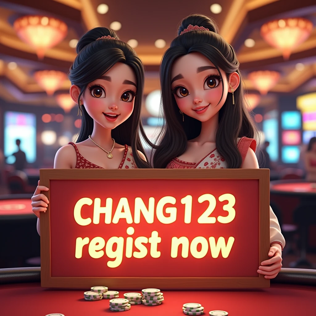 PG SLOT >> [chang123th.featuring] Direct web, upper body, two beautiful Thai women holding a sign "CHANG123 REGIST NOW" Cheerful, Happy, Casino Background, Thai Dress, Real Cartoon Pixar, Broken Chest, Standing Behind Poker Table, White Skin ,curvy, thai, Thailander, Thailand girls, Thailand, guofeng3, absolutereal, simplemix, realwomen, realisian, realistic, real