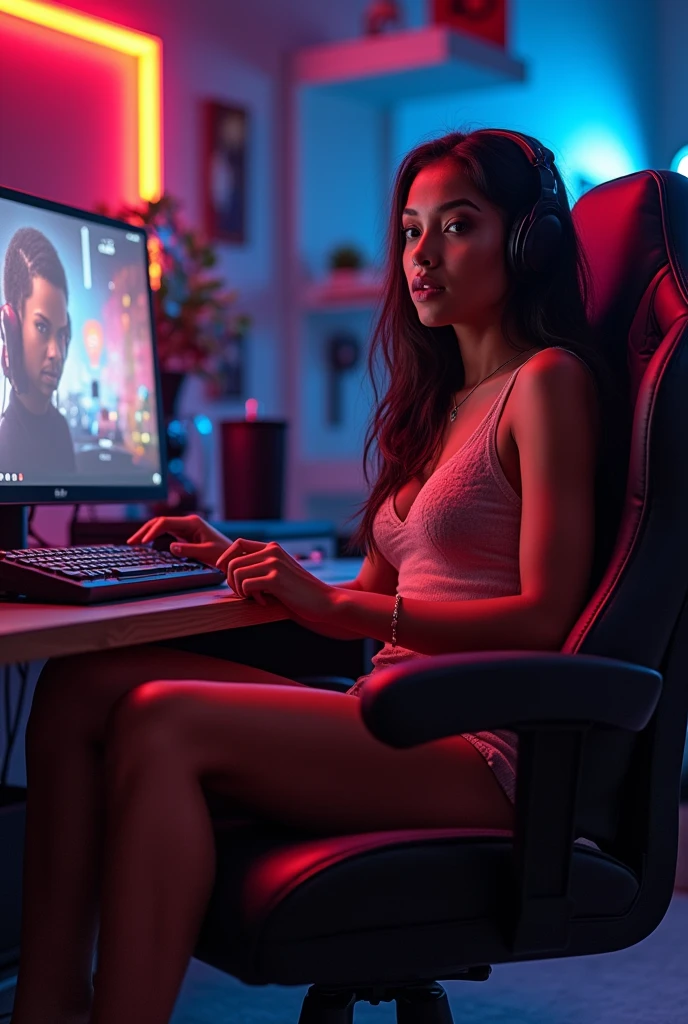 Ebony teen girl feet cam, pedals gaming