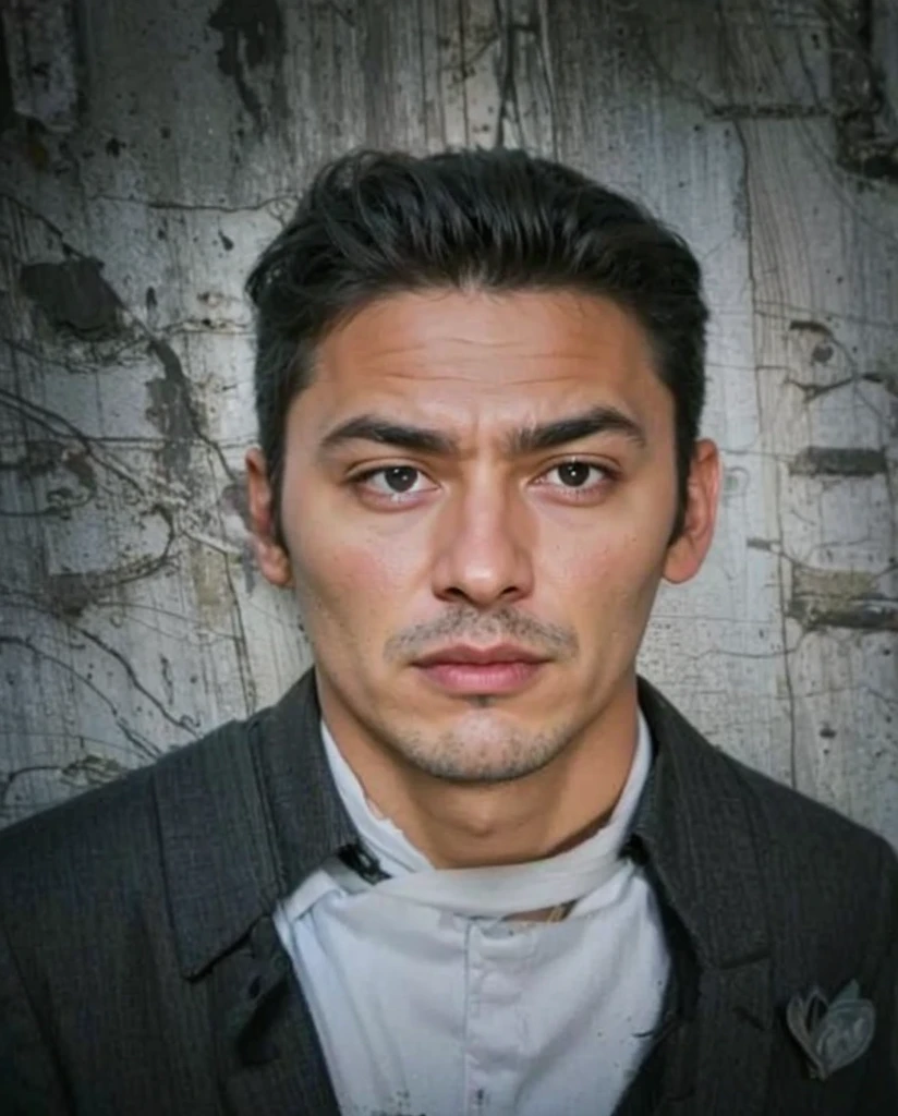 A. Realistis spanish man face age 25 years wear a black jacket ultra hd 8k