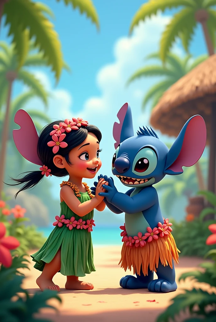 Animated stitch cosplaying lilo pelekai and vice versa