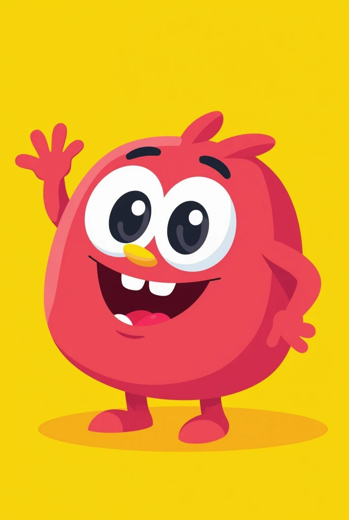 create a logo that is a character for a youtube video cutting channel, which can be pink or red and happy and the background is yellow
