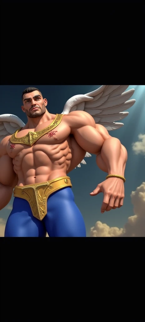 Man from the right side make like a angel guard.