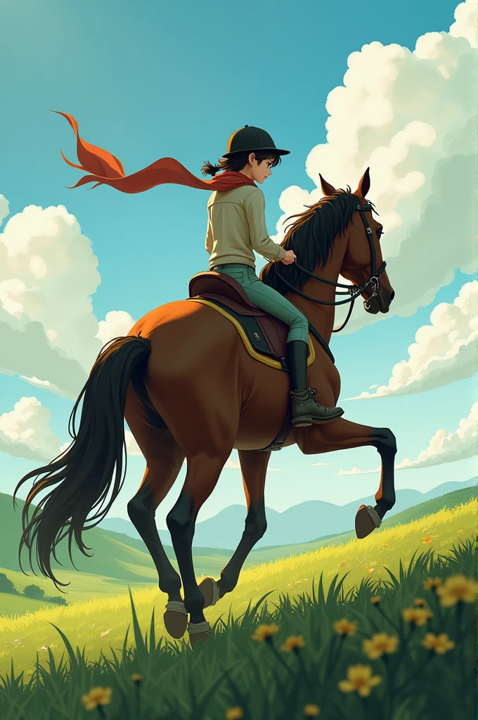a girl riding a horse backwards