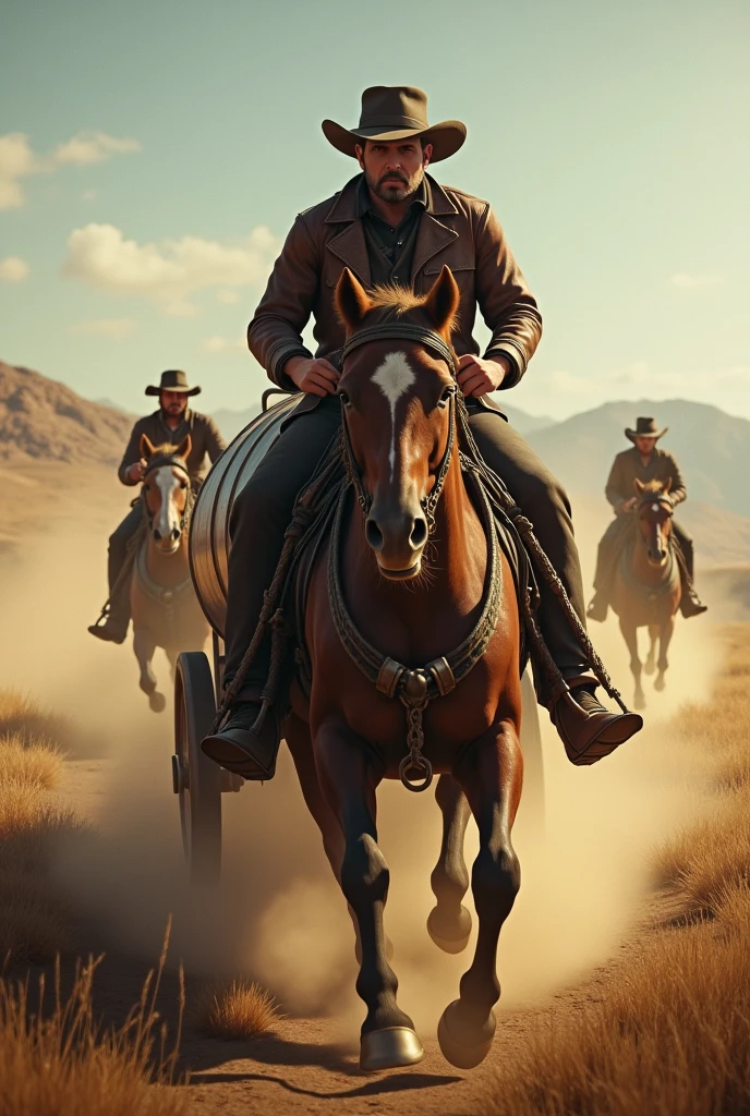 Arthur morgan riding a oil wagon getting chased hd