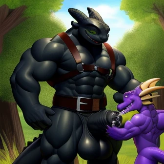 Create a licking ass backsack Huge Saggy balls close between muscular legs dragon full images of hard deep oral smaller standing muscular anthro harness In front of very packed bulky anthro Toothless with visible swallowing of sperm, forcing head to take deep throat oral blowjob big cock Toothless by gays Spyro muscular anthro dragon sucking deep Toothless cock in own mouth looking down thick black cock with foreskin, kobold to leaking cum from cock huge dripping excessive cumming from cock so much cause create cum pool while squinted eyes and moan long muscular neck, bulky chest, with horse saddle and harness proudly sticks chest, huge cock even more muscular anthro dragon pleasure moan bigger Toothless muscular Furry depicted as Toothless from How to Train Your Dragon