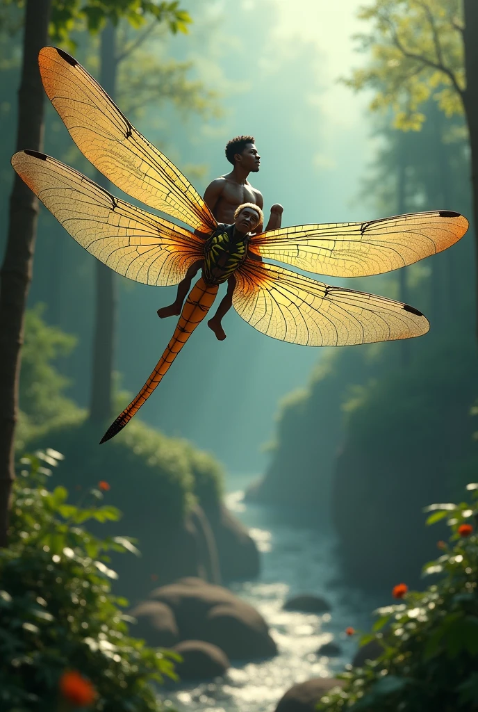 a dragon fly to fly a black man