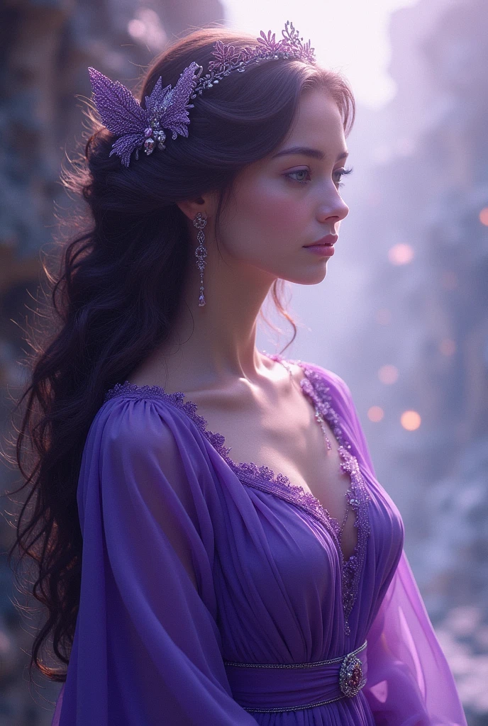 A unique, gorgeous and the most beautiful god  in a purple dress 