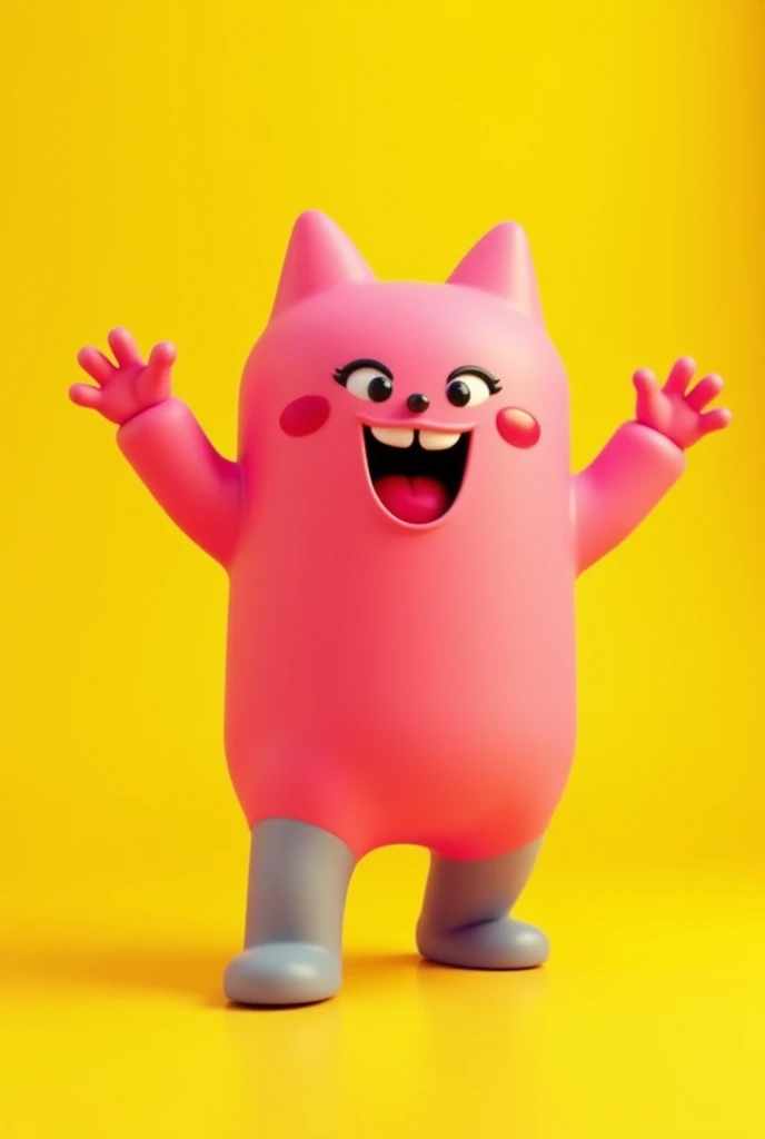 create a logo that is a character for a video cutting channel, which can be pink or red and happy and the background is yellow