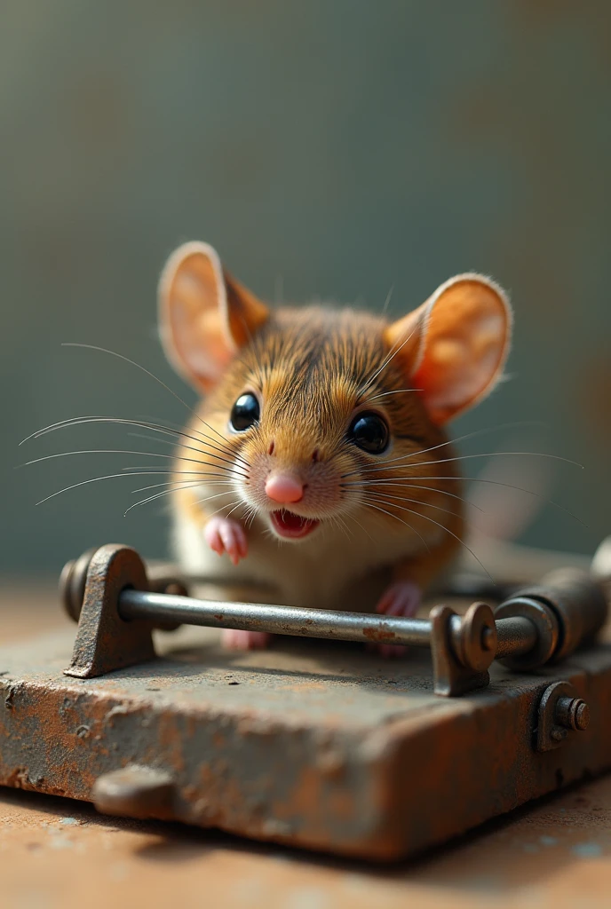 Mouse caught in mousetrap