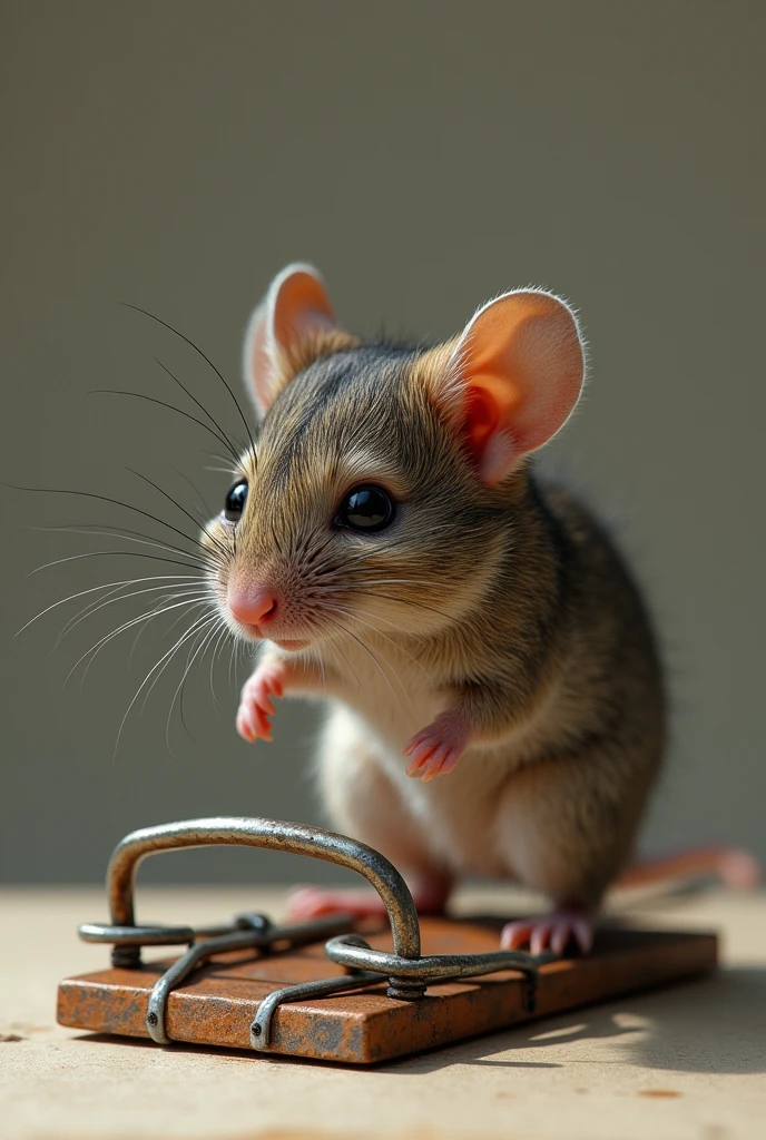 Mouse caught in mousetrap