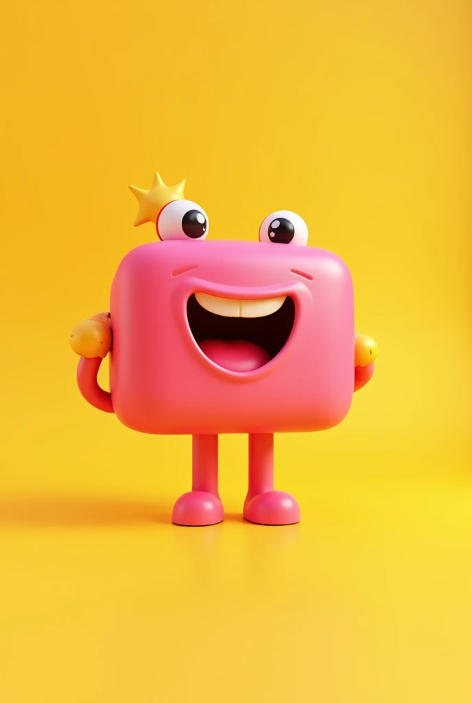 create a logo that is a character for a video cutting channel, which can be pink or red and happy and the background is yellow