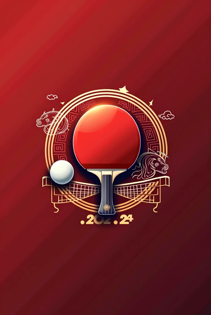 I hope you can design a logo，主题是2024天超pingpong联赛，希望整个logo都是包含pingpong文化的各种元素
2024天超pingpong联赛Logo设计概念：

Color Selection：

The main color can be red, which represents vitality and passion，象征pingpong的速度和力量。
Auxiliary colors can be selected white and gold，White represents purity and professionalism，Gold adds a sense of nobility and victory。
graphic elements：

pingpong拍：可以设计一个抽象或简化的pingpong拍形状，As part of the logo。
pingpong：将pingpong作为核心元素，Can be designed to be dynamic, rotating or bouncing，Show the vitality of sports。
Net：可以巧妙地将Net融入设计中，Acts as a bridge to connect or divide other elements。
Text design：

League Name：“2024天超pingpong联赛”可以使用动感的字体，Such as italics or handwriting，to increase a sense of vitality。
year：2024 can be designed into a unique digital font，或者用pingpong拍和球的元素来创造性地表达。
Cultural elements：

Chinese elements：可以融入一些中国传统Cultural elements，Such as the Chinese knot、cloud pattern、Dragon pattern, etc.，以展现pingpong在中国的深厚文化背景。
Modern：Combined with modern design elements，Such as geometry、lines, etc，To showcase the modernity and。
dynamic effect：

考虑在Logo中加入一些dynamic effect，比如pingpong的弹跳轨迹，or the swing of the racket，to increase visual impact。
Simplicity：

Make sure your logo remains clear and recognizable at different sizes，Avoid overly complex designs。