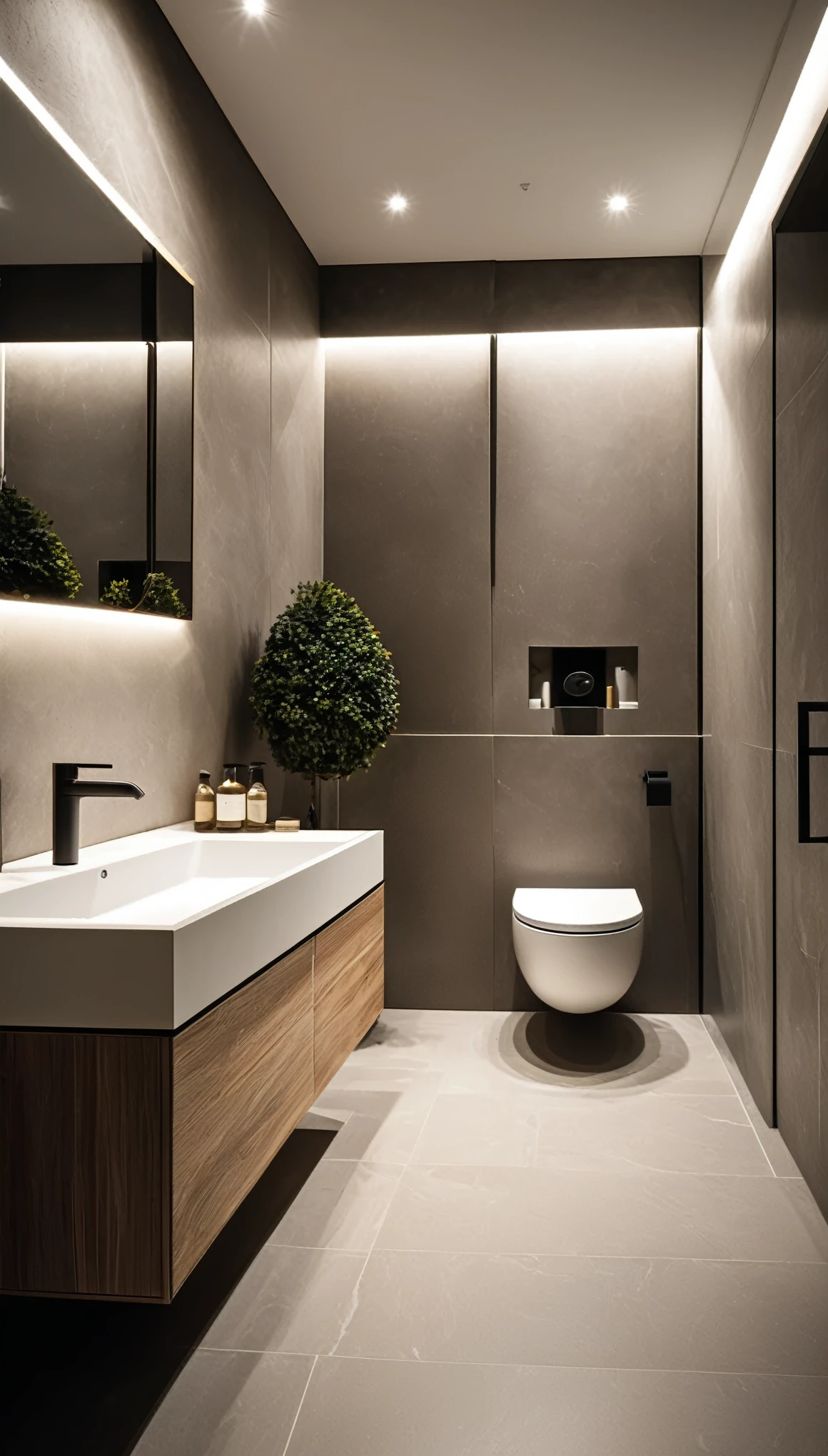 detailed high-quality bathroom, porcelain toilet, custom-built house, bespoke toilet, luxury interior, elegant, minimalist design, clean lines, sleek modern aesthetic, natural lighting, neutral color palette, calming atmosphere, sophisticated home decor, high-end fixtures, premium materials, expertly crafted, seamless integration, beautiful tiling, spa-like experience, attention to detail, premium quality, photorealistic, 8k, hyperdetailed