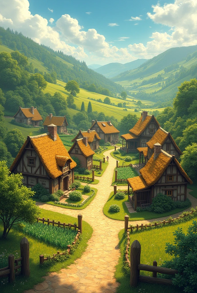 Village photo and soild paln surface 
Original photo