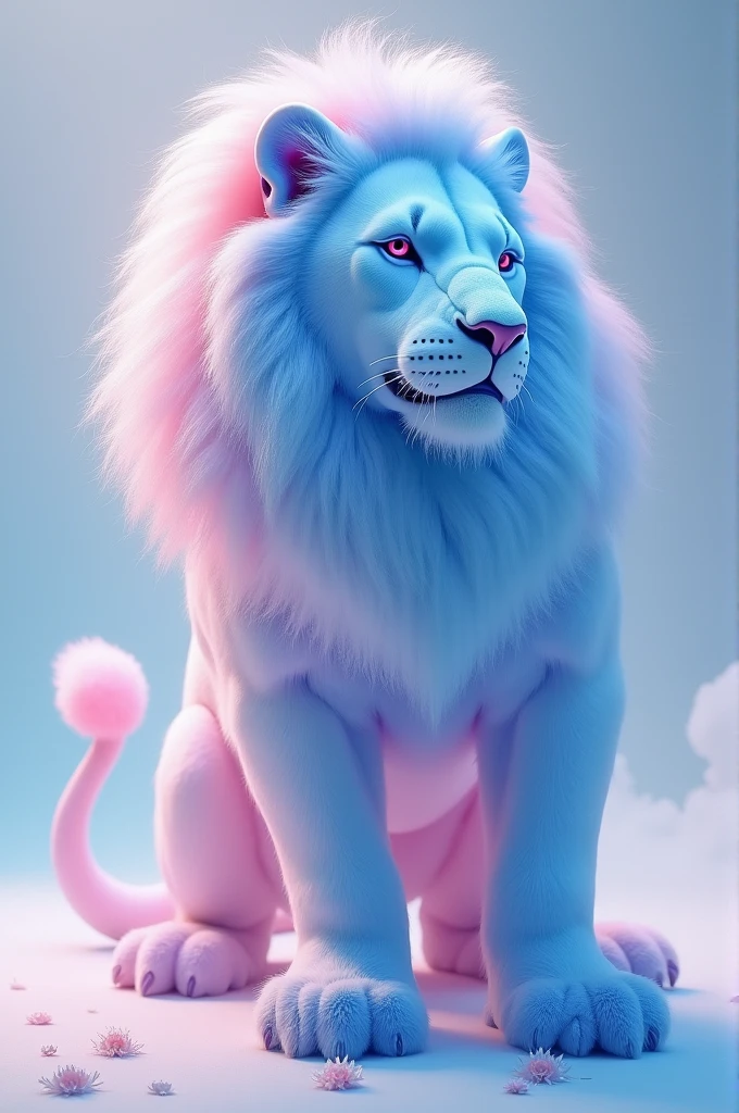 Loin in blue and pink color