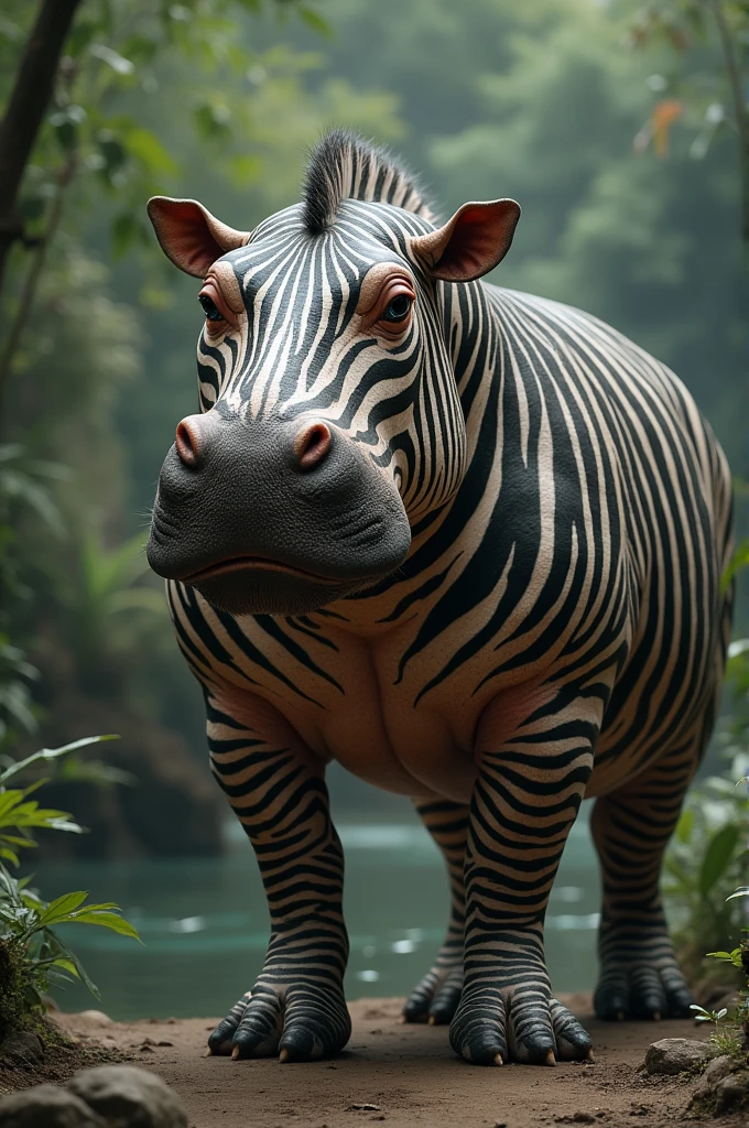 Mixture of a hippopotamus with a zebra