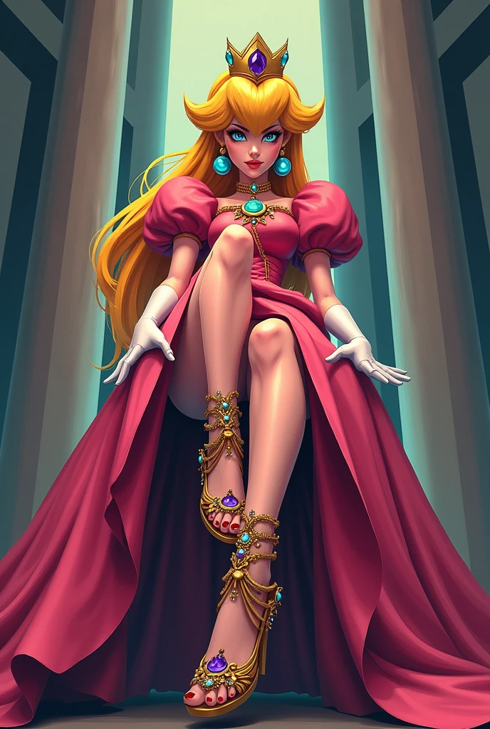 2d Princess peach as a toxic findom domme putting her feet to be licked by you