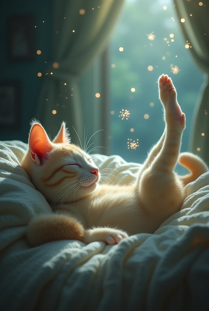 A cat dreaming to a dancer