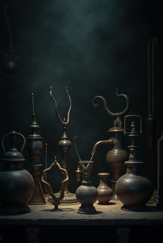 Dark background with objects 