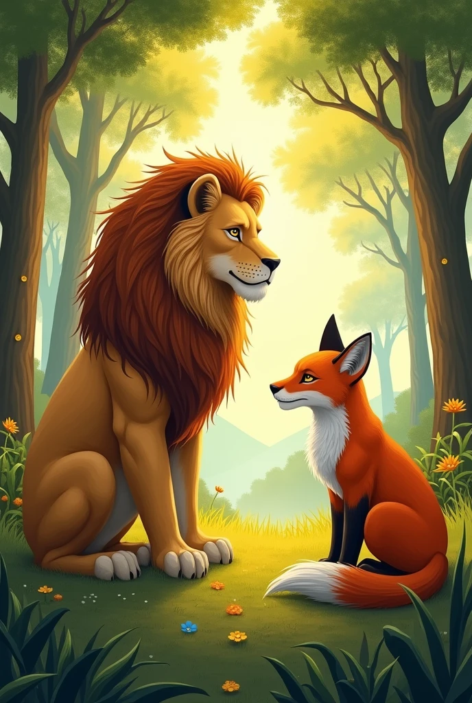 Lion and fox story image