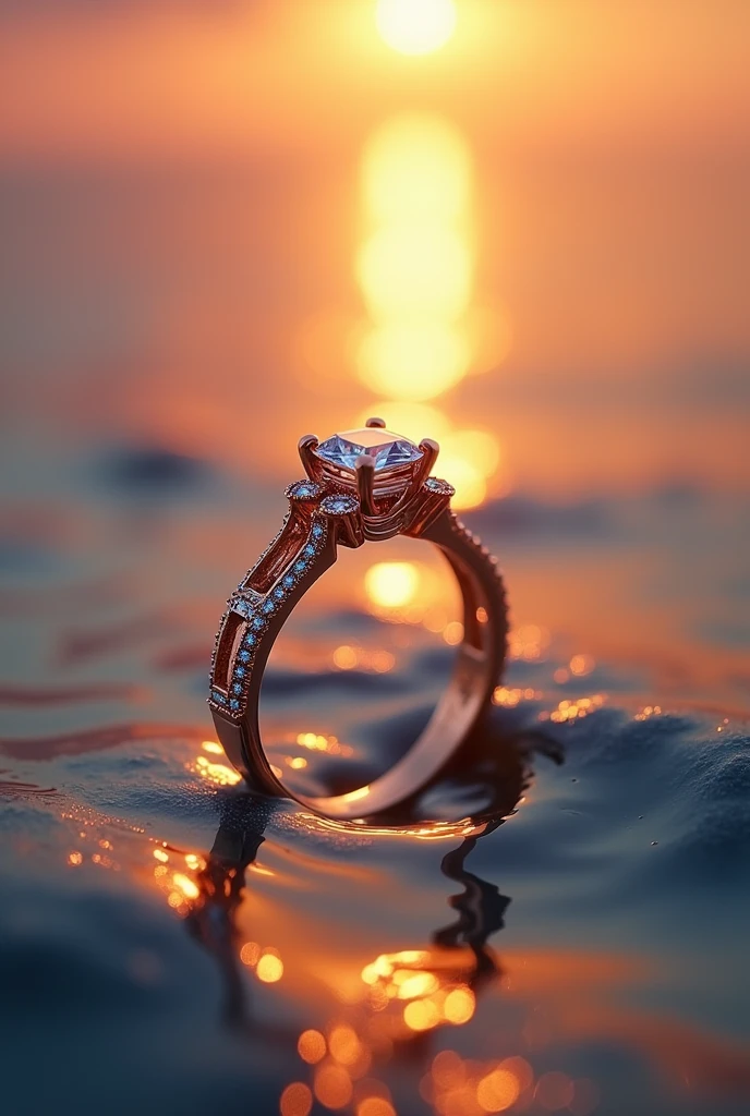 An engagement ring inspired by a sea sunrise