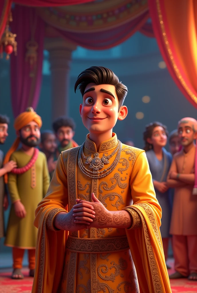 Mehendi night animated groom traditionally wedding