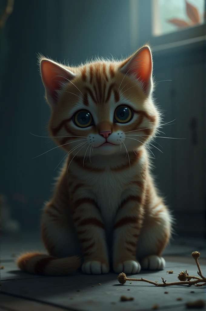 Cat is crying because his mom has died