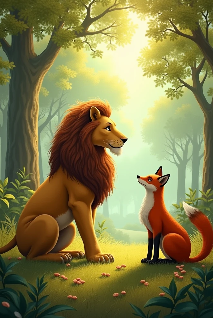 Lion and fox story image