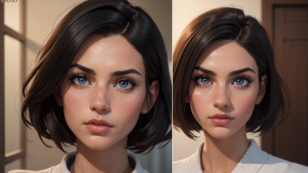 (8k, PhotGoldéaliste, photo brute, best quality: 1.4), (1fille), nice face, (realistic face), (black har, Cheveux courts:1.3), beautiful hairstyle, Realistic eyes, Beautiful detailed eyes, (Realistic skin), nice skin, (Pull-over), absurdists, attractif, ultra haute résolution, ultra realistic, very detailed, Name D&#39;Gold