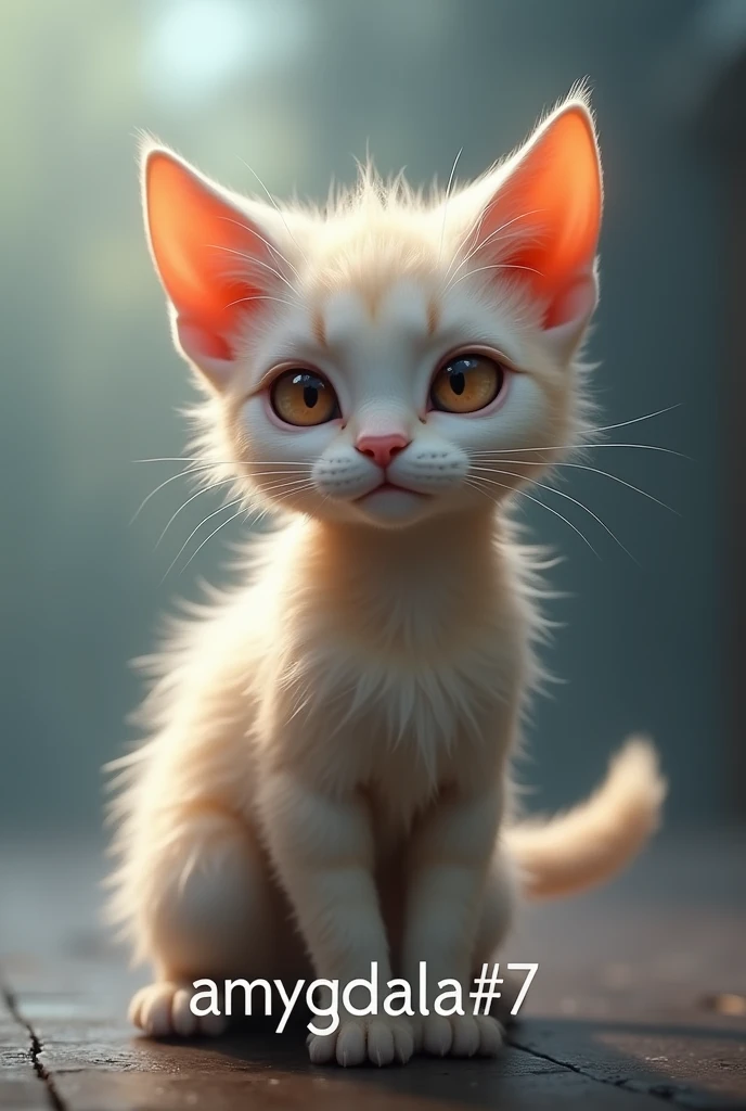 Make me an animated picture of a cat with text "amygdala #7" dibawahnya